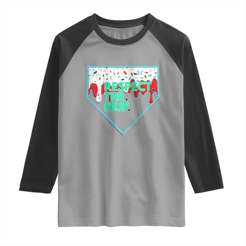 Baseball Home Plate Dripping Ice Cream Raglan Shirt Respect The Drip Social Club Sprinkles