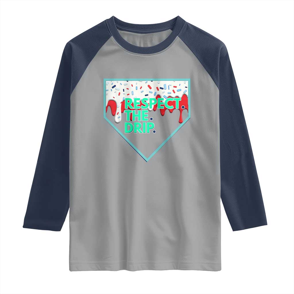 Baseball Home Plate Dripping Ice Cream Raglan Shirt Respect The Drip Social Club Sprinkles