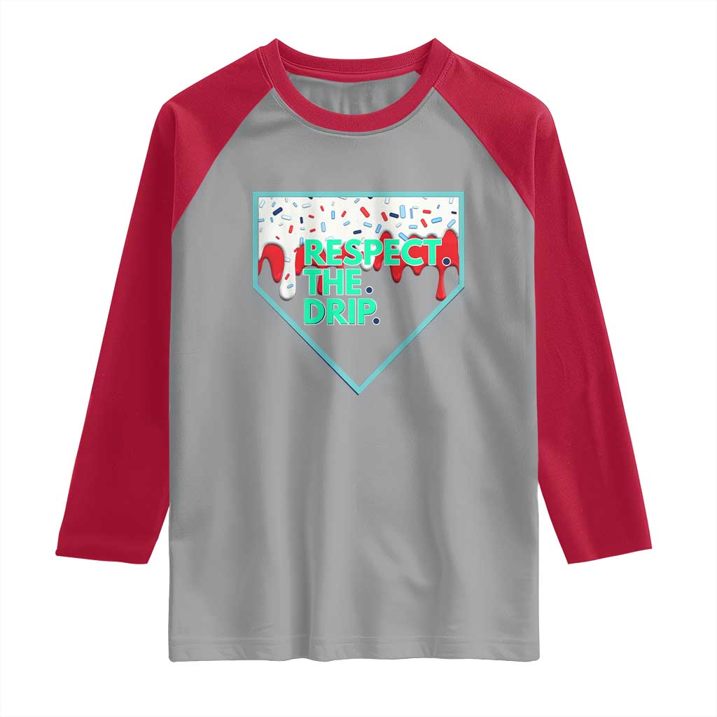 Baseball Home Plate Dripping Ice Cream Raglan Shirt Respect The Drip Social Club Sprinkles