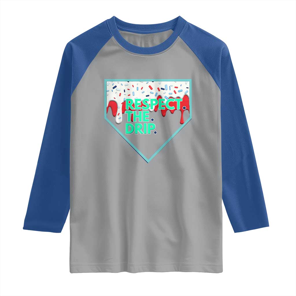 Baseball Home Plate Dripping Ice Cream Raglan Shirt Respect The Drip Social Club Sprinkles