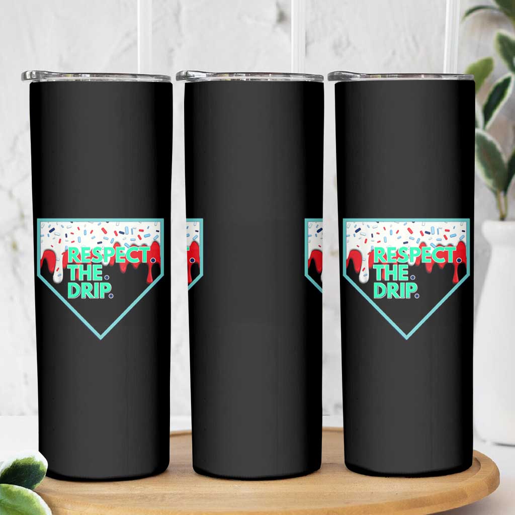 Baseball Home Plate Dripping Ice Cream Skinny Tumbler Respect The Drip Social Club Sprinkles