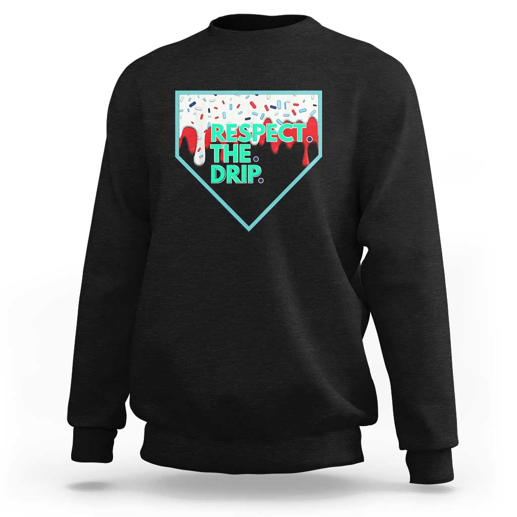 Baseball Home Plate Dripping Ice Cream Sweatshirt Respect The Drip Social Club Sprinkles