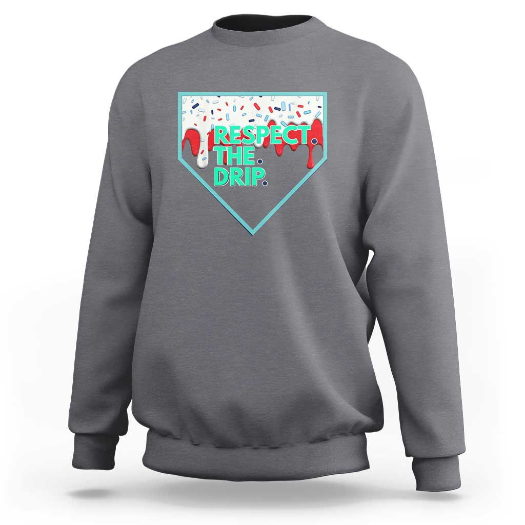 Baseball Home Plate Dripping Ice Cream Sweatshirt Respect The Drip Social Club Sprinkles
