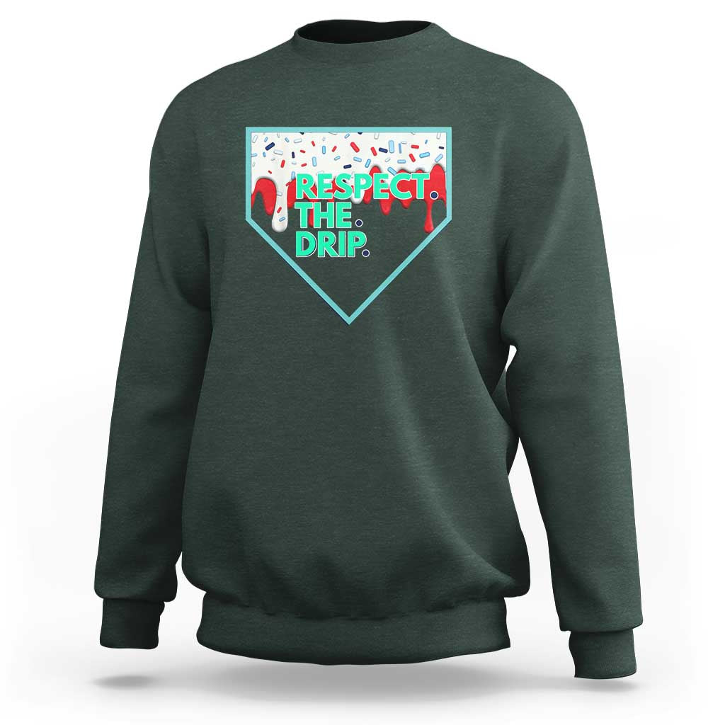 Baseball Home Plate Dripping Ice Cream Sweatshirt Respect The Drip Social Club Sprinkles