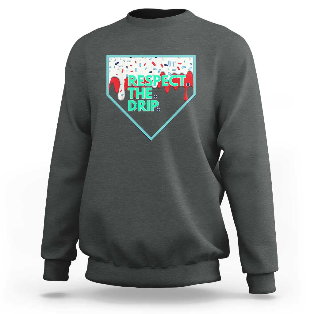 Baseball Home Plate Dripping Ice Cream Sweatshirt Respect The Drip Social Club Sprinkles