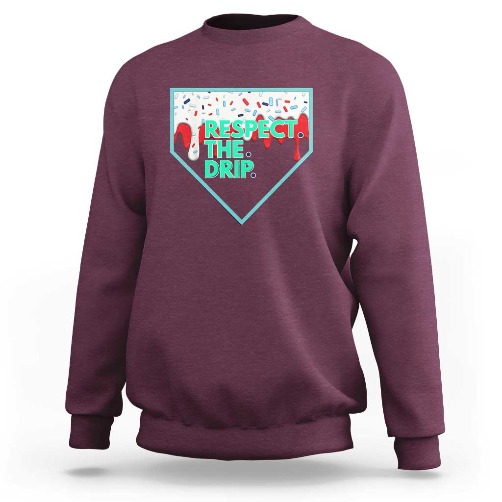 Baseball Home Plate Dripping Ice Cream Sweatshirt Respect The Drip Social Club Sprinkles