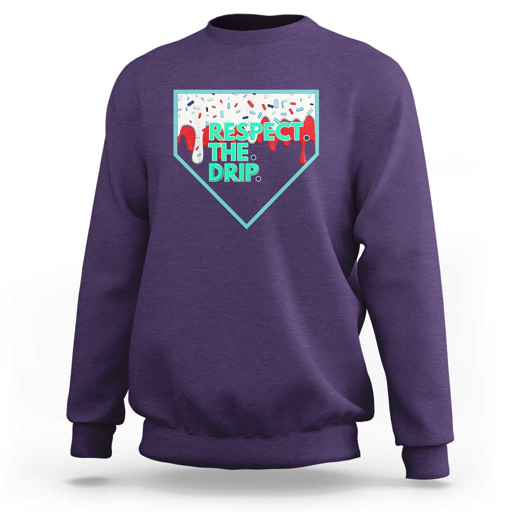Baseball Home Plate Dripping Ice Cream Sweatshirt Respect The Drip Social Club Sprinkles