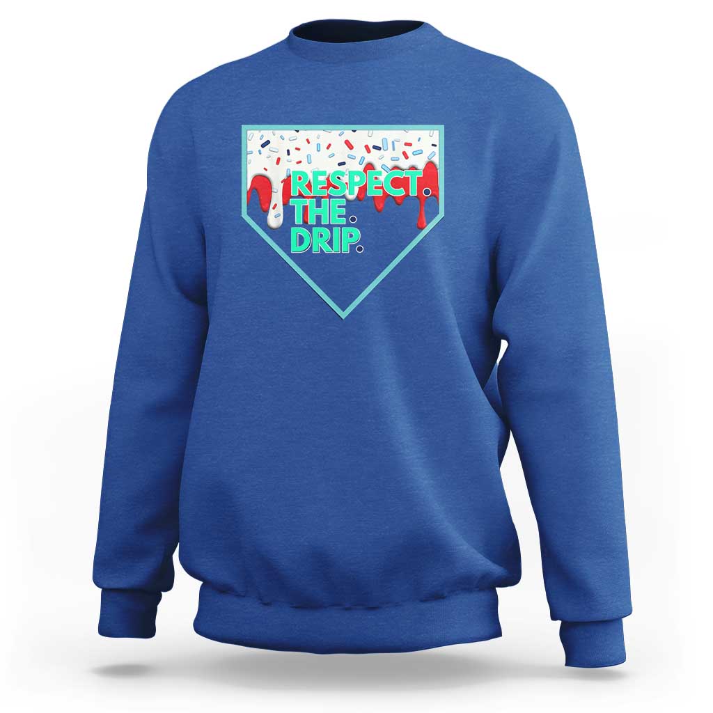 Baseball Home Plate Dripping Ice Cream Sweatshirt Respect The Drip Social Club Sprinkles