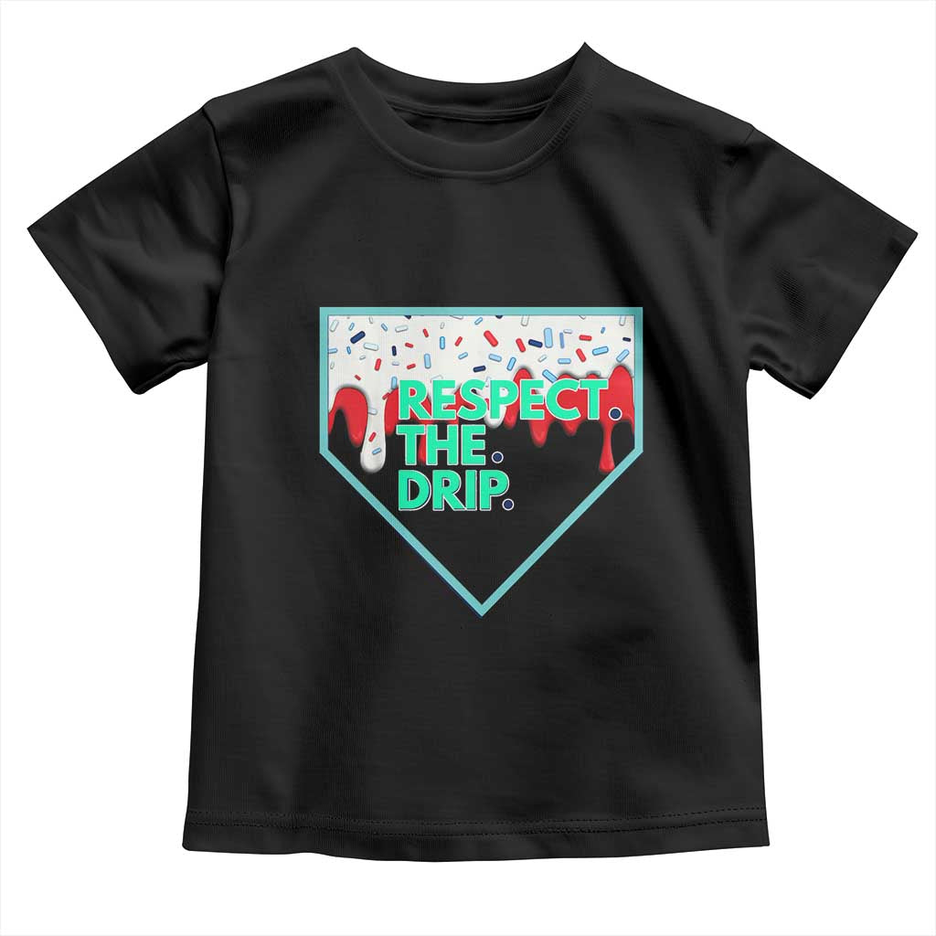 Baseball Home Plate Dripping Ice Cream Toddler T Shirt Respect The Drip Social Club Sprinkles