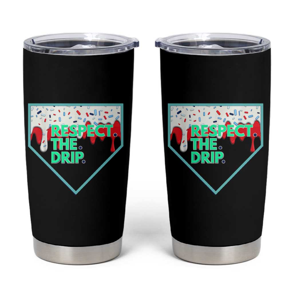 Baseball Home Plate Dripping Ice Cream Tumbler Cup Respect The Drip Social Club Sprinkles