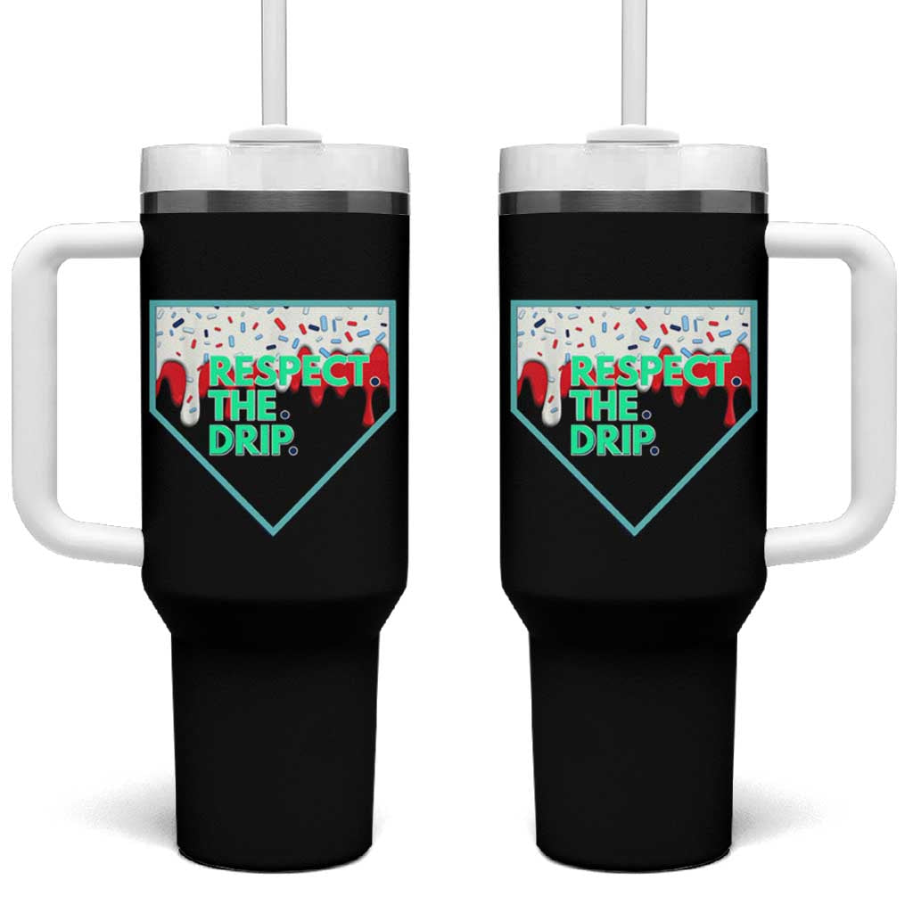Baseball Home Plate Dripping Ice Cream Tumbler With Handle Respect The Drip Social Club Sprinkles