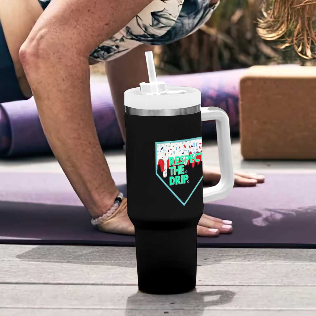 Baseball Home Plate Dripping Ice Cream Tumbler With Handle Respect The Drip Social Club Sprinkles
