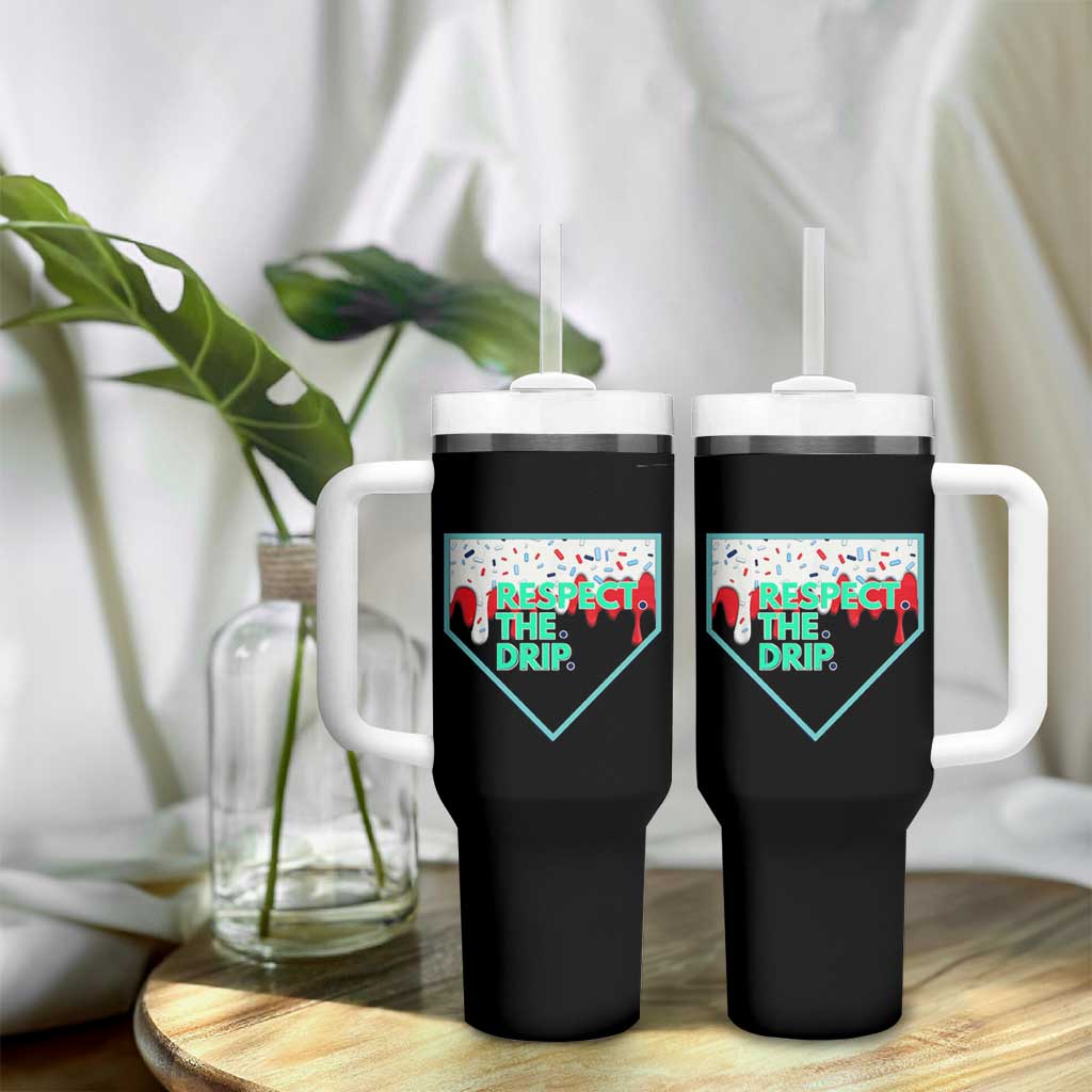 Baseball Home Plate Dripping Ice Cream Tumbler With Handle Respect The Drip Social Club Sprinkles