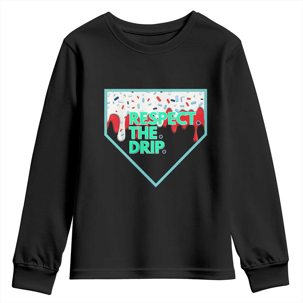 Baseball Home Plate Dripping Ice Cream Youth Sweatshirt Respect The Drip Social Club Sprinkles