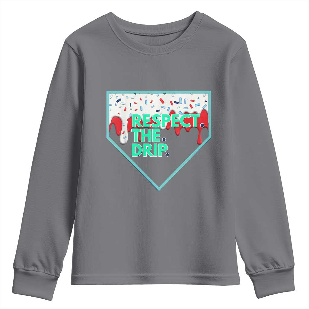 Baseball Home Plate Dripping Ice Cream Youth Sweatshirt Respect The Drip Social Club Sprinkles