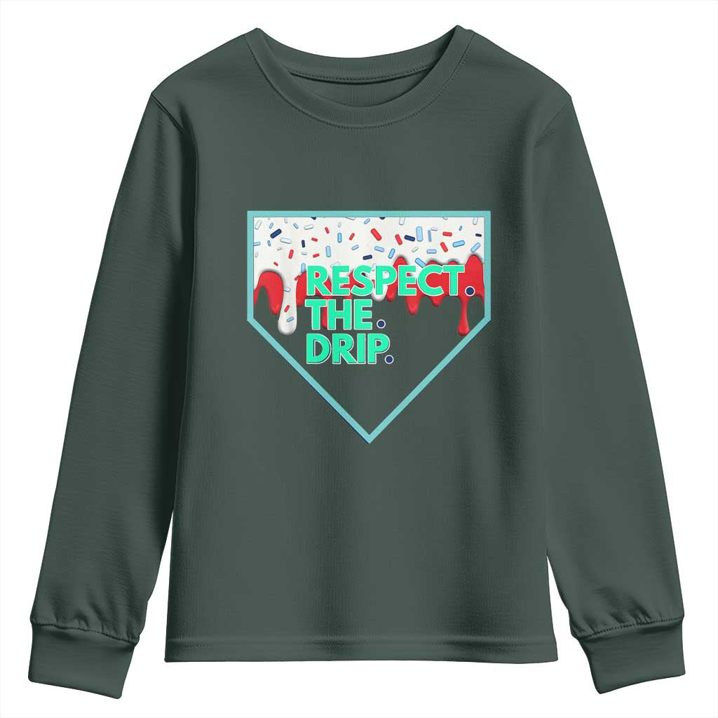 Baseball Home Plate Dripping Ice Cream Youth Sweatshirt Respect The Drip Social Club Sprinkles