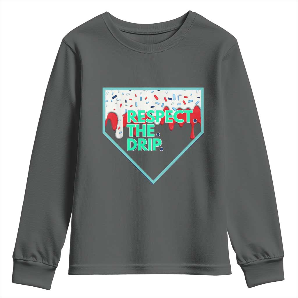 Baseball Home Plate Dripping Ice Cream Youth Sweatshirt Respect The Drip Social Club Sprinkles