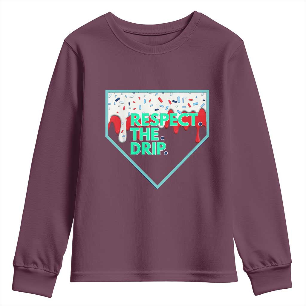 Baseball Home Plate Dripping Ice Cream Youth Sweatshirt Respect The Drip Social Club Sprinkles
