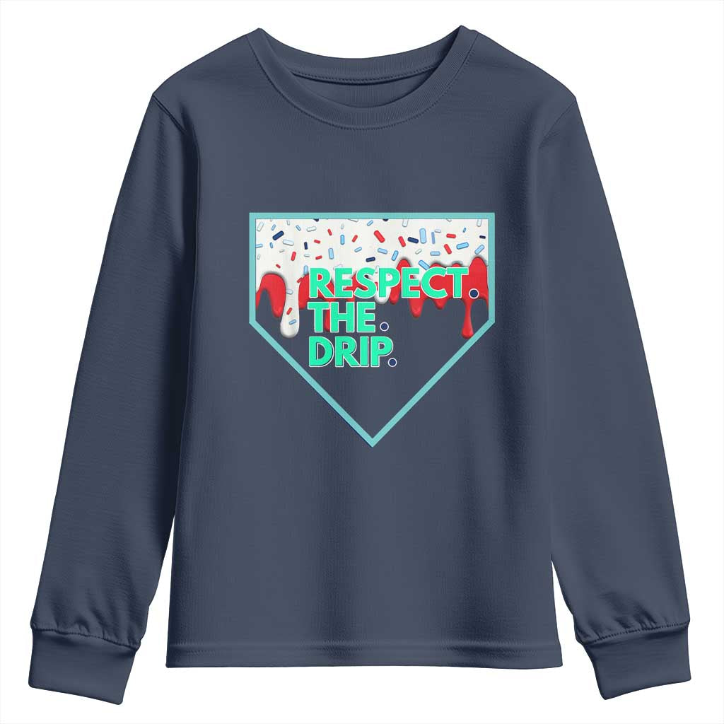 Baseball Home Plate Dripping Ice Cream Youth Sweatshirt Respect The Drip Social Club Sprinkles