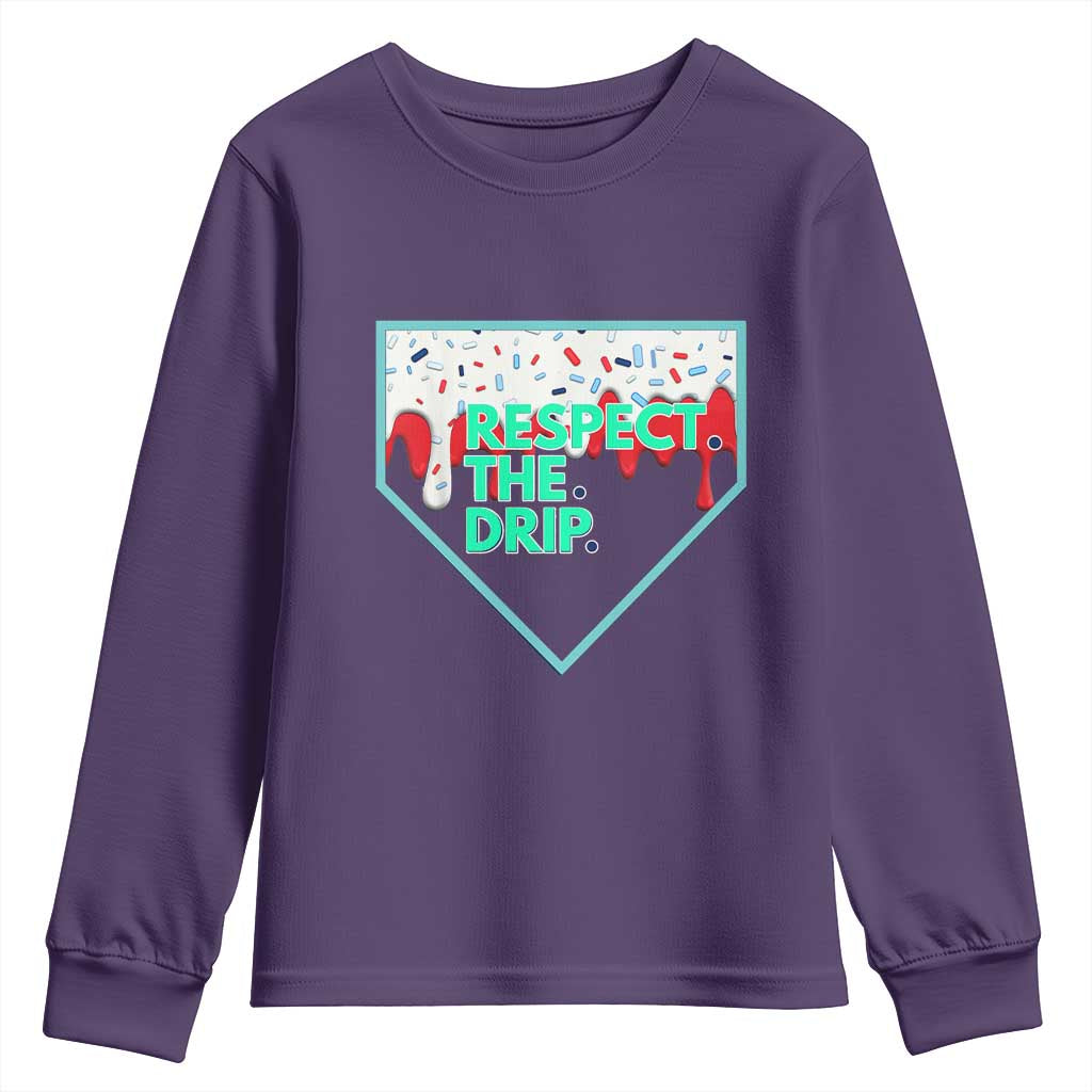 Baseball Home Plate Dripping Ice Cream Youth Sweatshirt Respect The Drip Social Club Sprinkles
