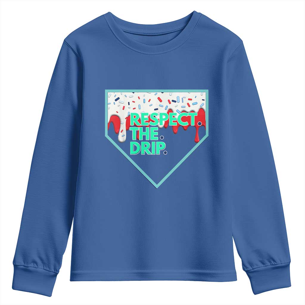 Baseball Home Plate Dripping Ice Cream Youth Sweatshirt Respect The Drip Social Club Sprinkles
