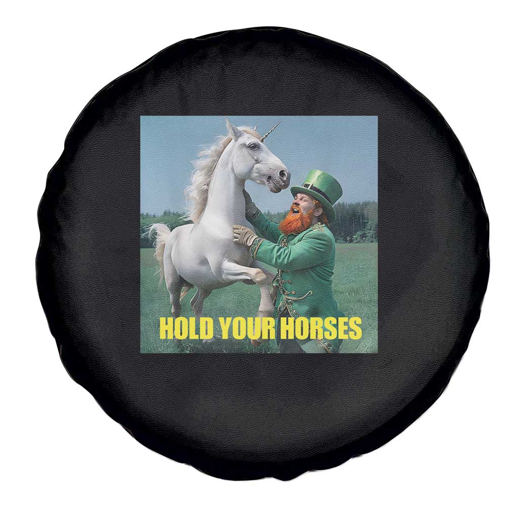 Funny Leprechaun Hold Your Horse Spare Tire Cover Unicorn St Patrick's Day