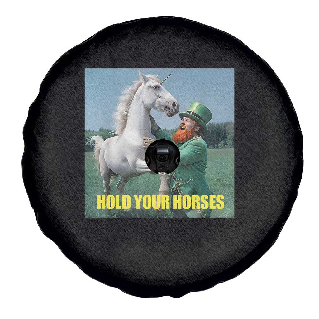 Funny Leprechaun Hold Your Horse Spare Tire Cover Unicorn St Patrick's Day