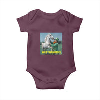 Funny Leprechaun Hold Your Horse Baby Onesie Unicorn St Patrick's Day