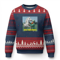 Funny Leprechaun Hold Your Horse Ugly Christmas Sweater Unicorn St Patrick's Day - Wonder Print Shop