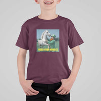 Funny Leprechaun Hold Your Horse T Shirt For Kid Unicorn St Patrick's Day