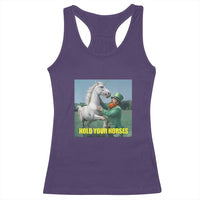 Funny Leprechaun Hold Your Horse Racerback Tank Top Unicorn St Patrick's Day