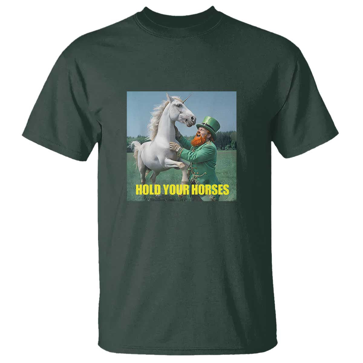 Funny Leprechaun Hold Your Horse T Shirt Unicorn St Patrick's Day