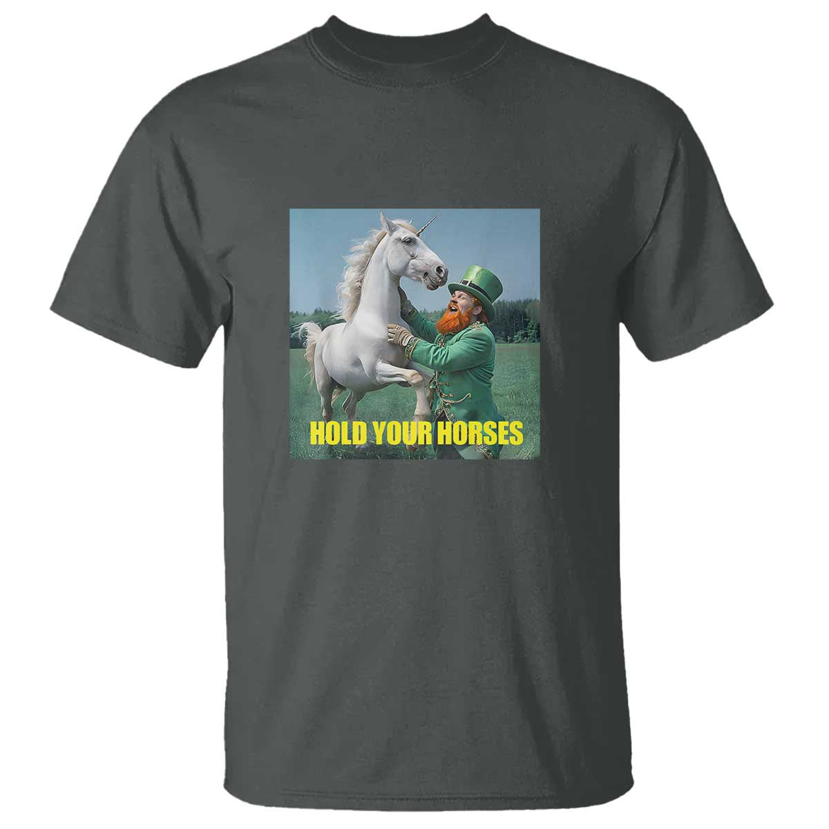 Funny Leprechaun Hold Your Horse T Shirt Unicorn St Patrick's Day
