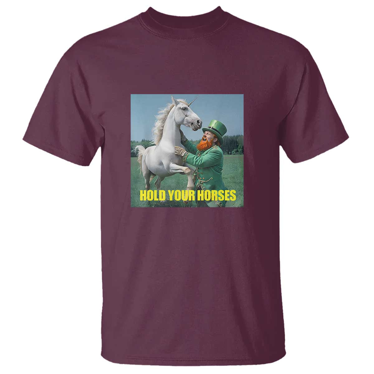 Funny Leprechaun Hold Your Horse T Shirt Unicorn St Patrick's Day