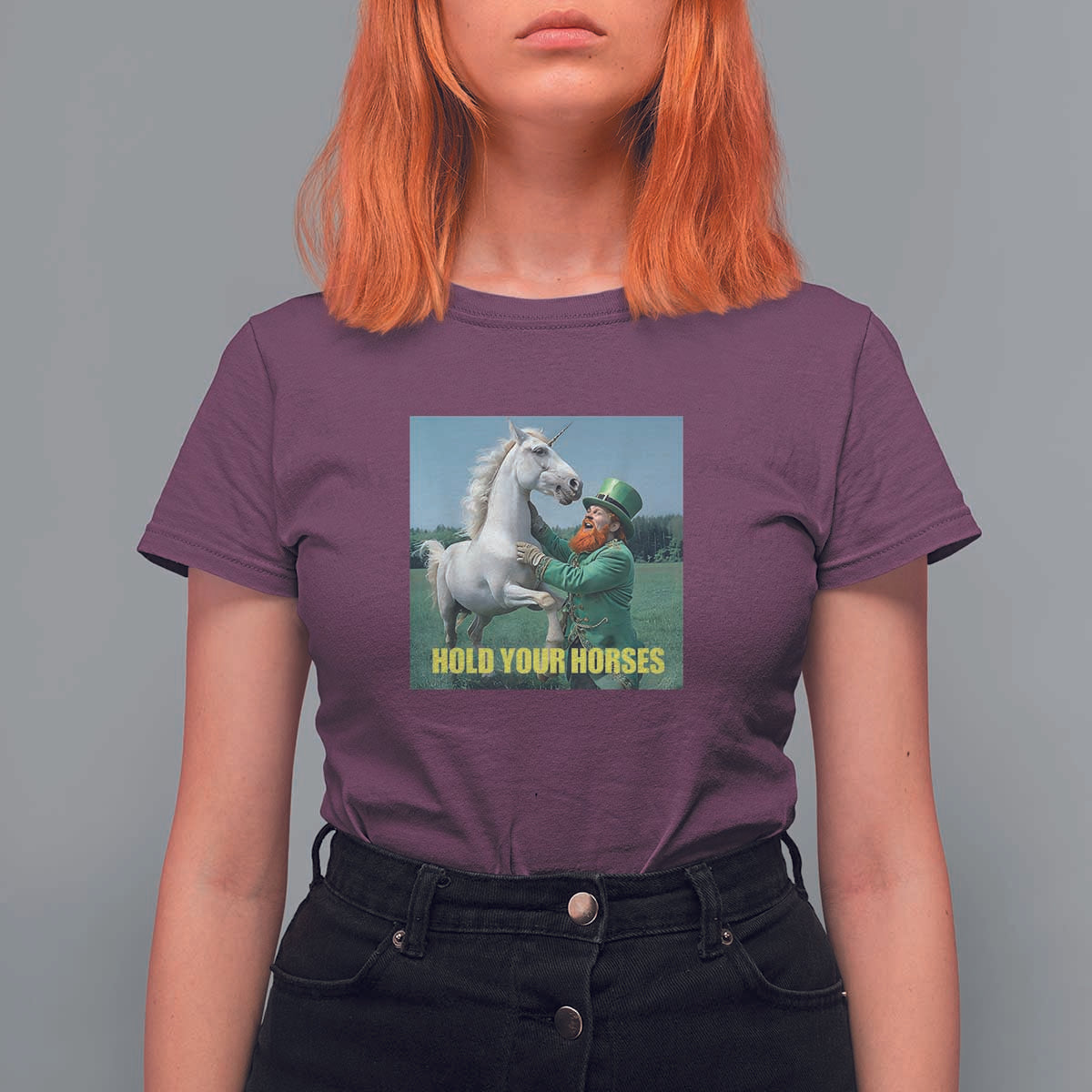 Funny Leprechaun Hold Your Horse T Shirt For Women Unicorn St Patrick's Day