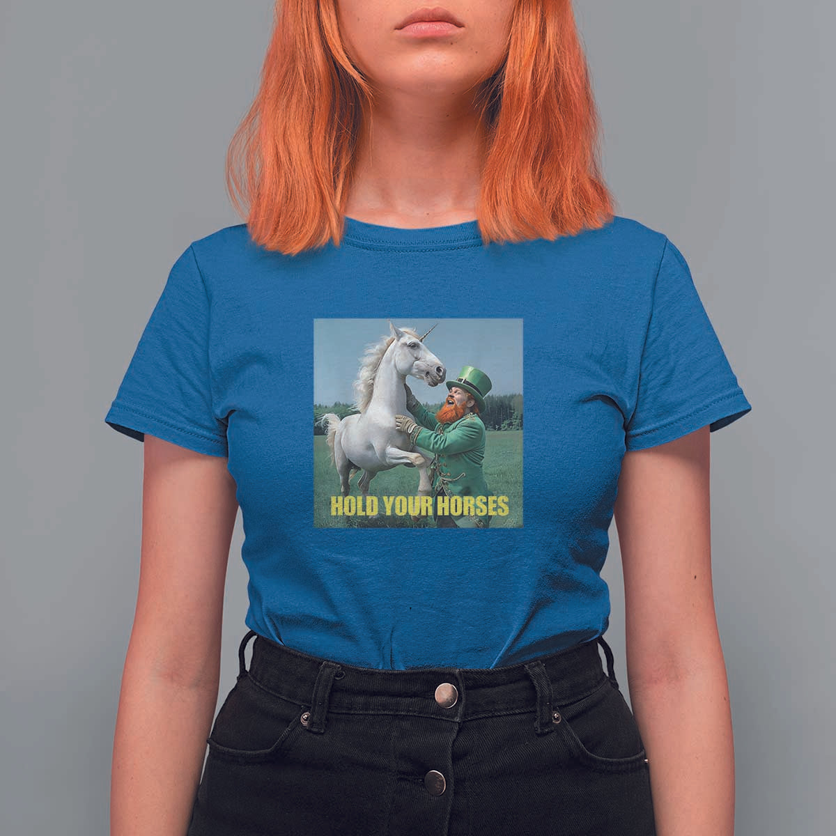 Funny Leprechaun Hold Your Horse T Shirt For Women Unicorn St Patrick's Day