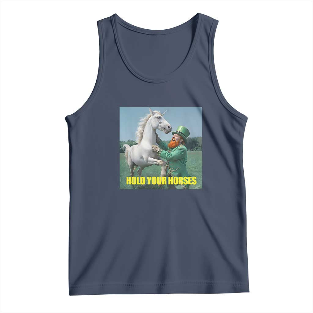 Funny Leprechaun Hold Your Horse Tank Top Unicorn St Patrick's Day