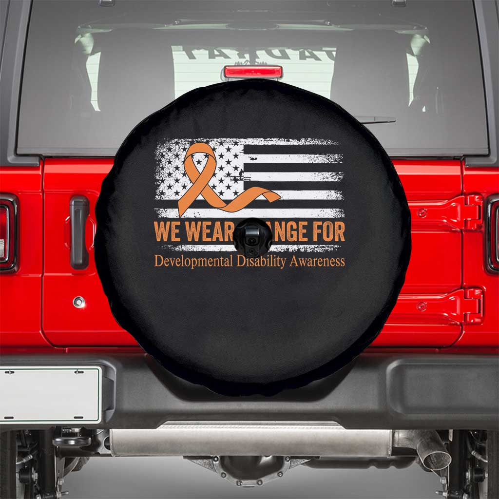 Developmental Disability Awareness Spare Tire Cover US American Flag We Wear Orange