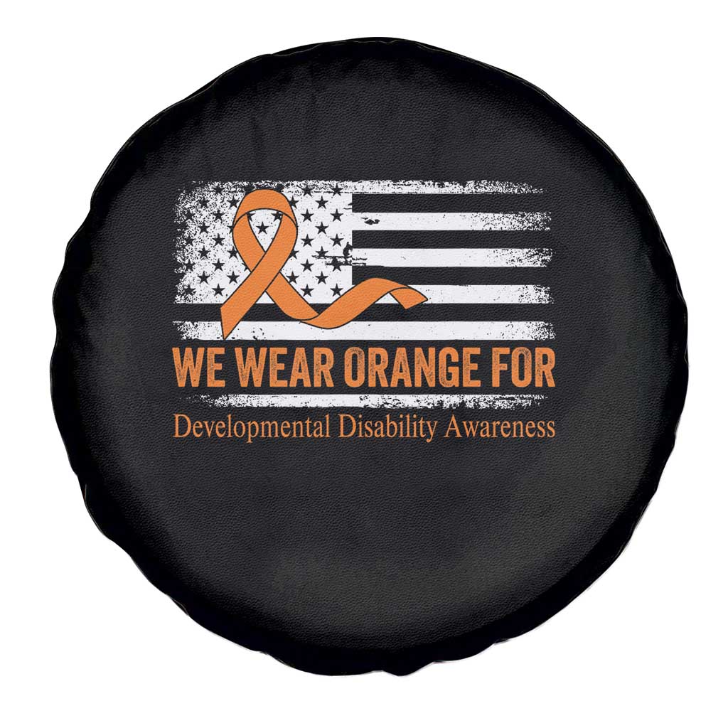 Developmental Disability Awareness Spare Tire Cover US American Flag We Wear Orange