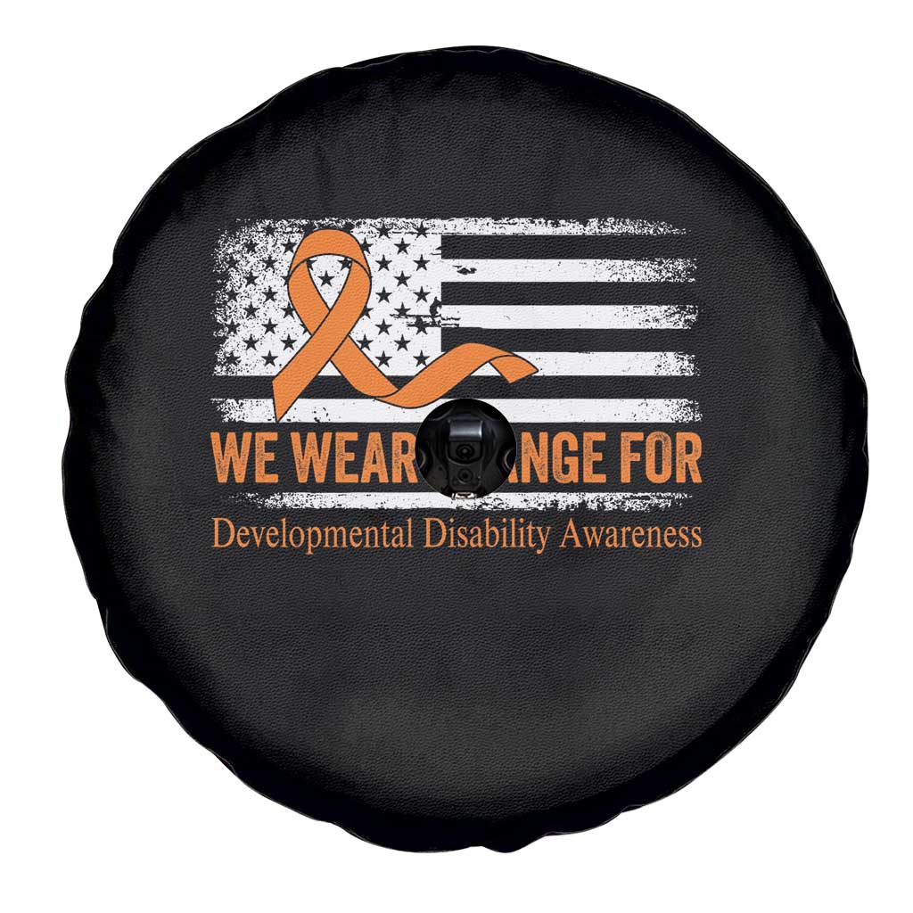 Developmental Disability Awareness Spare Tire Cover US American Flag We Wear Orange