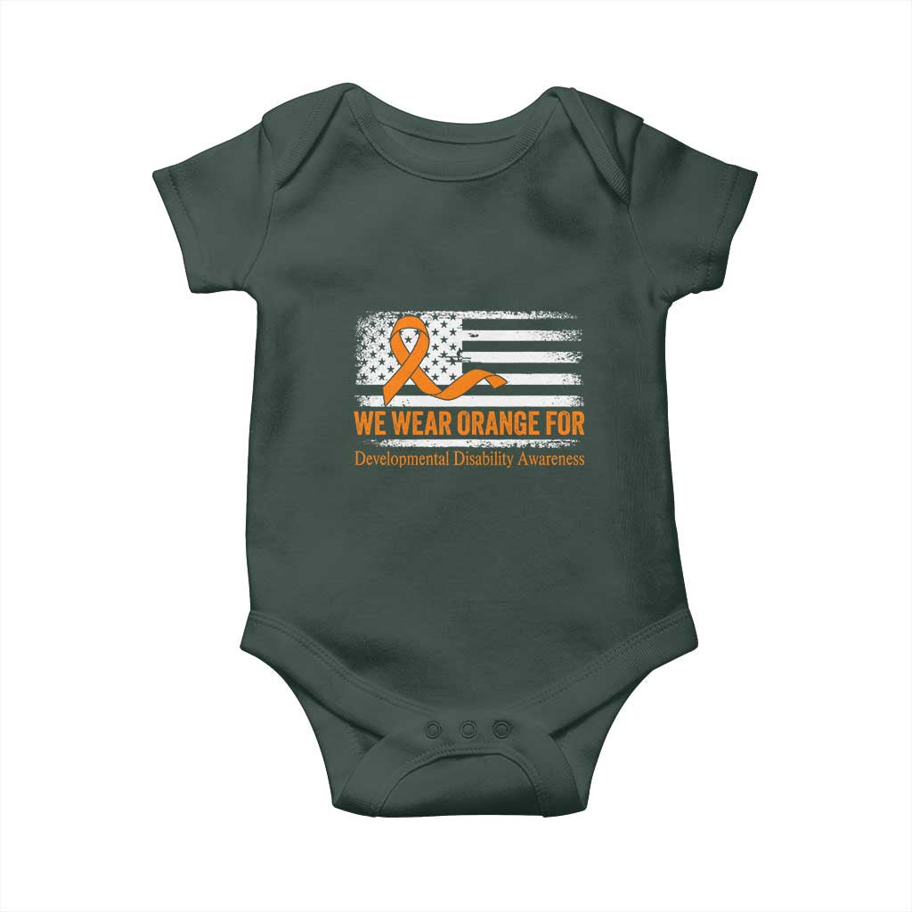 Developmental Disability Awareness Baby Onesie US American Flag We Wear Orange