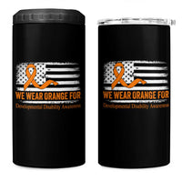 Developmental Disability Awareness 4 in 1 Can Cooler Tumbler US American Flag We Wear Orange