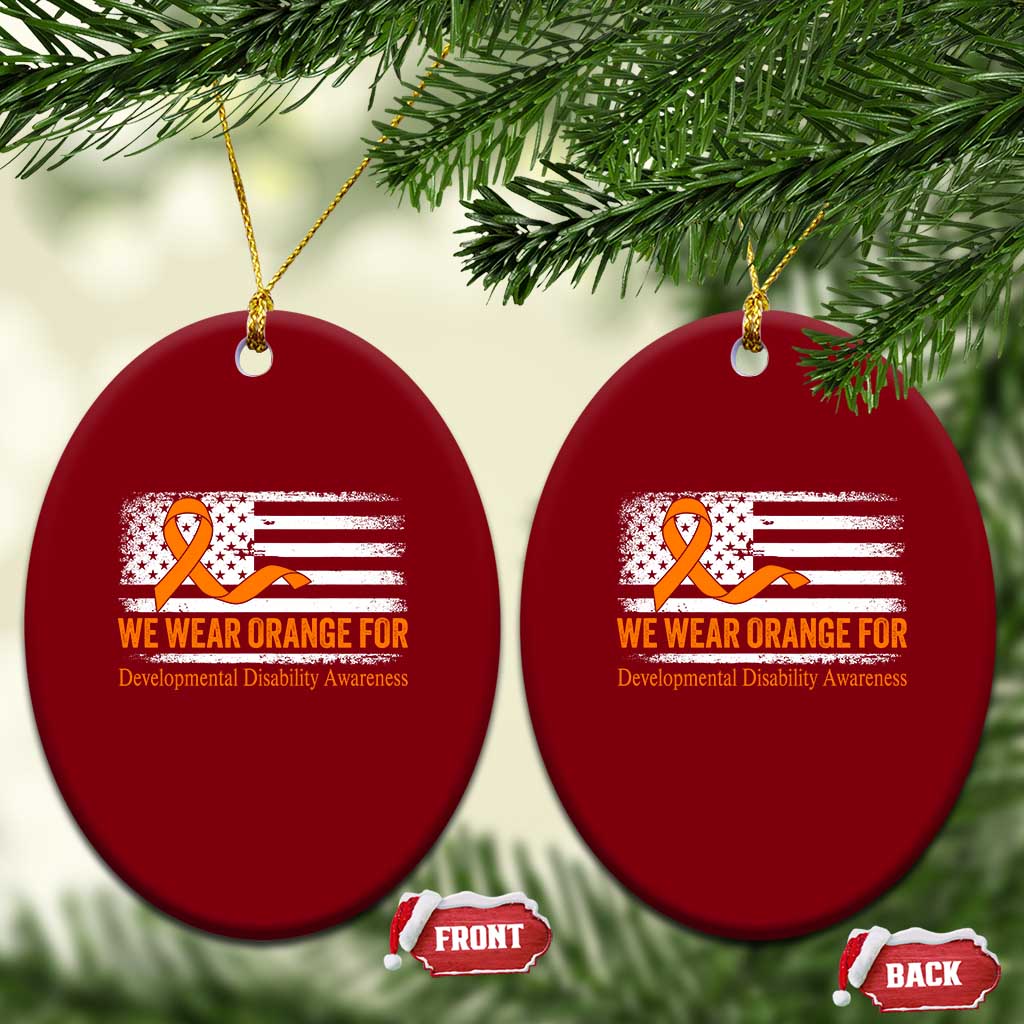 Developmental Disability Awareness Ceramic Ornament US American Flag We Wear Orange - Wonder Print Shop