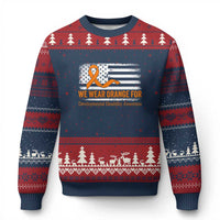 Developmental Disability Awareness Ugly Christmas Sweater US American Flag We Wear Orange - Wonder Print Shop