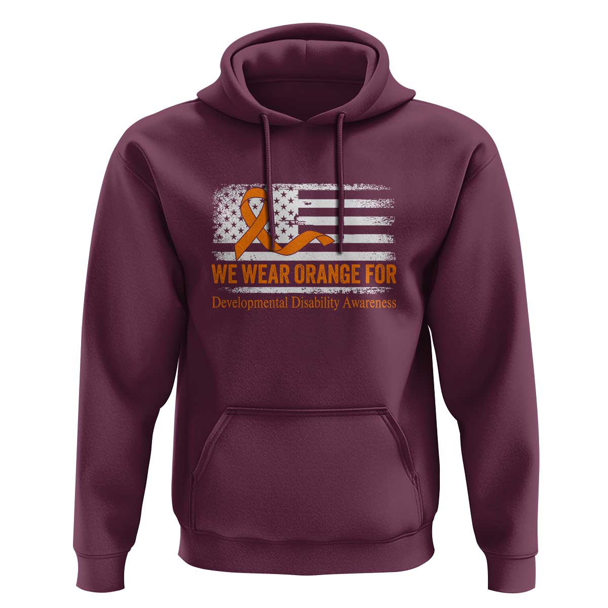 Developmental Disability Awareness Hoodie US American Flag We Wear Orange