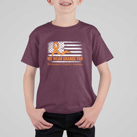Developmental Disability Awareness T Shirt For Kid US American Flag We Wear Orange