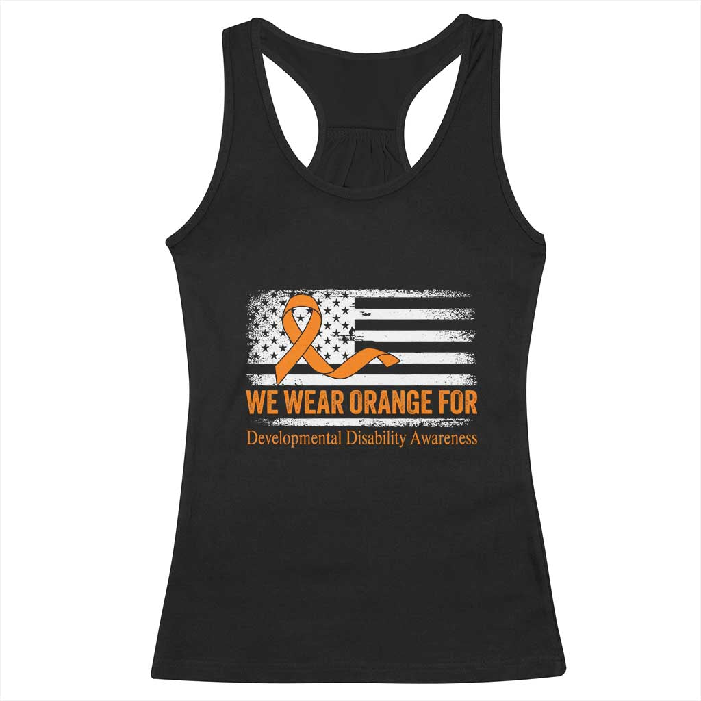 Developmental Disability Awareness Racerback Tank Top US American Flag We Wear Orange