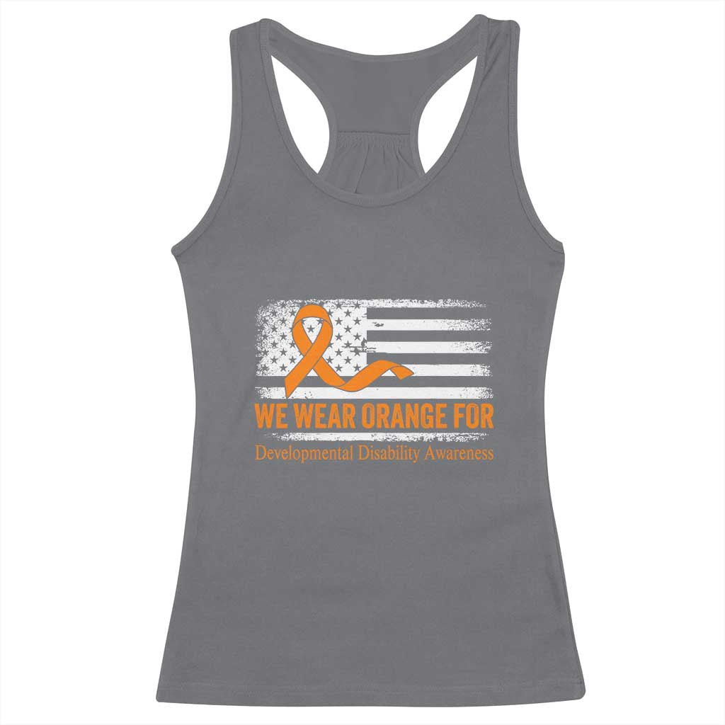 Developmental Disability Awareness Racerback Tank Top US American Flag We Wear Orange