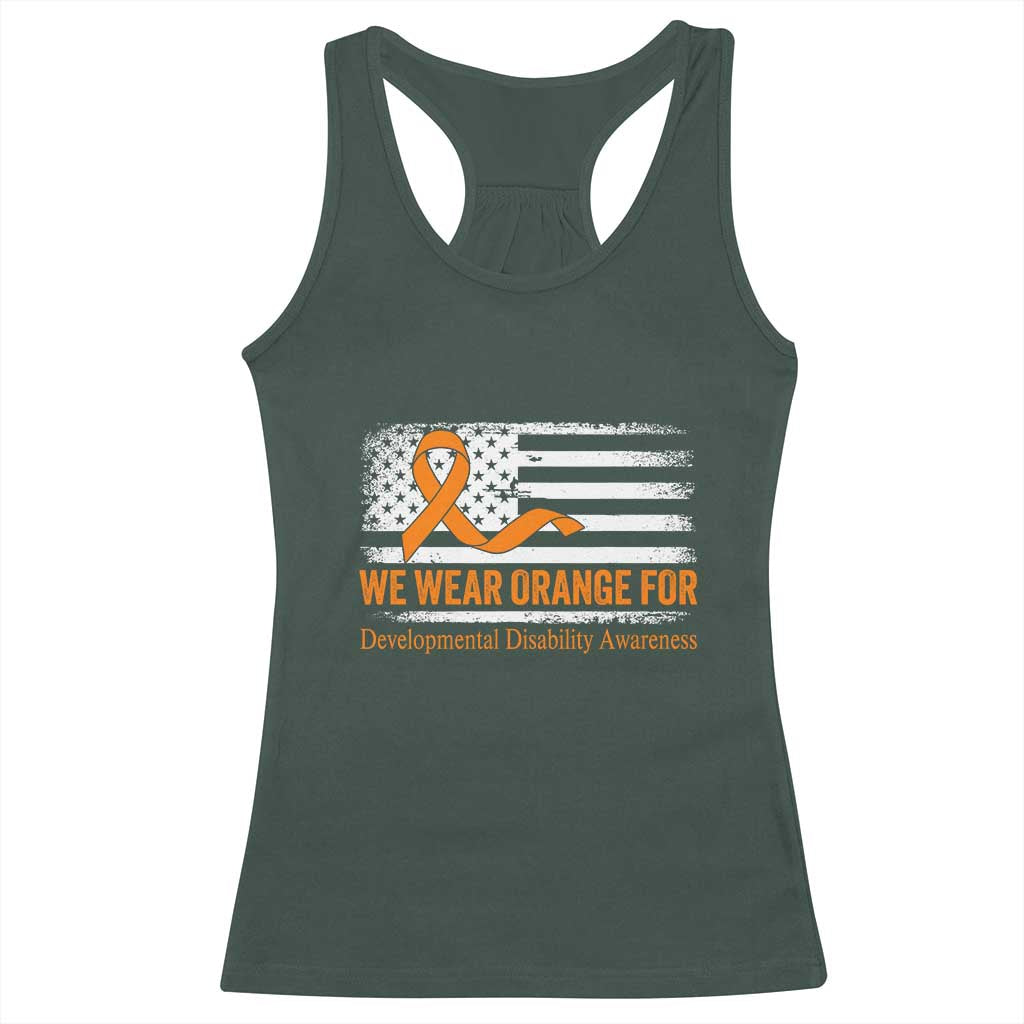 Developmental Disability Awareness Racerback Tank Top US American Flag We Wear Orange