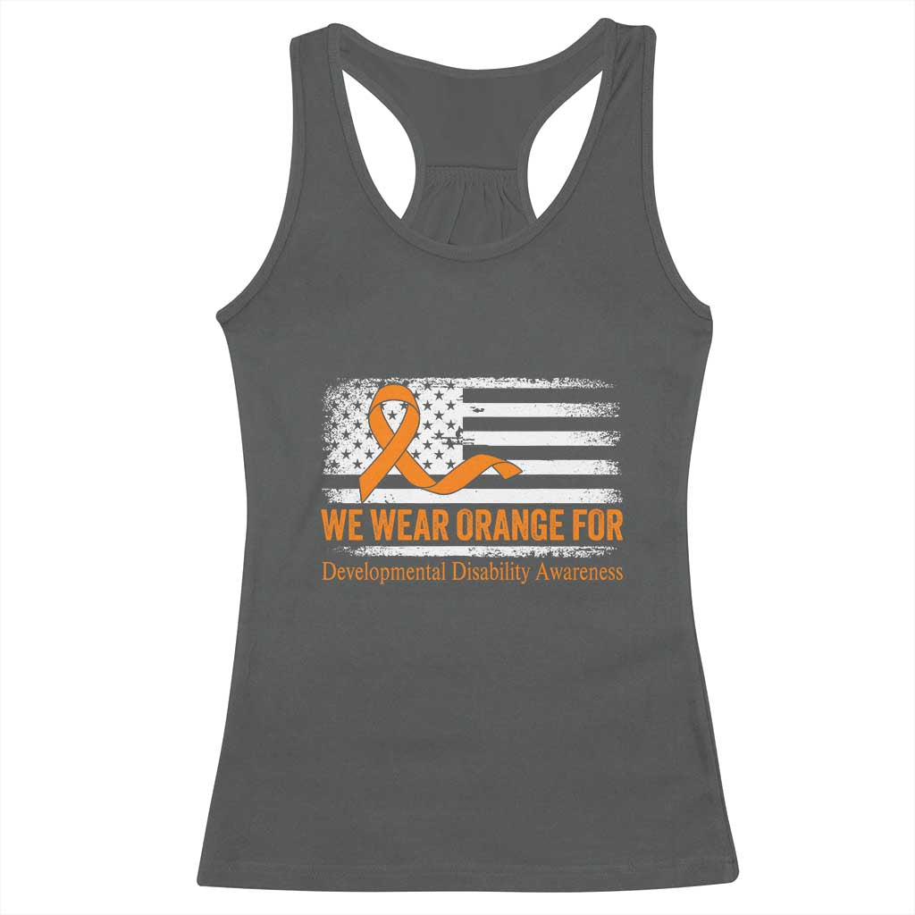 Developmental Disability Awareness Racerback Tank Top US American Flag We Wear Orange